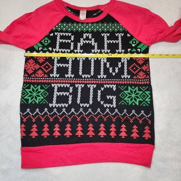 Holiday Time Junior Womens Bah Humbug Ugly Christmas Sweater - Picture 3 of 7